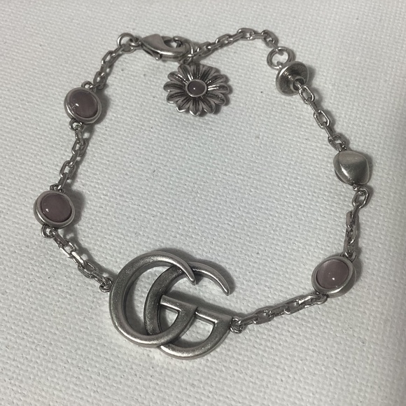 Gucci Vintage Silver GG Bracelet with Purple Stones - Picture 1 of 3